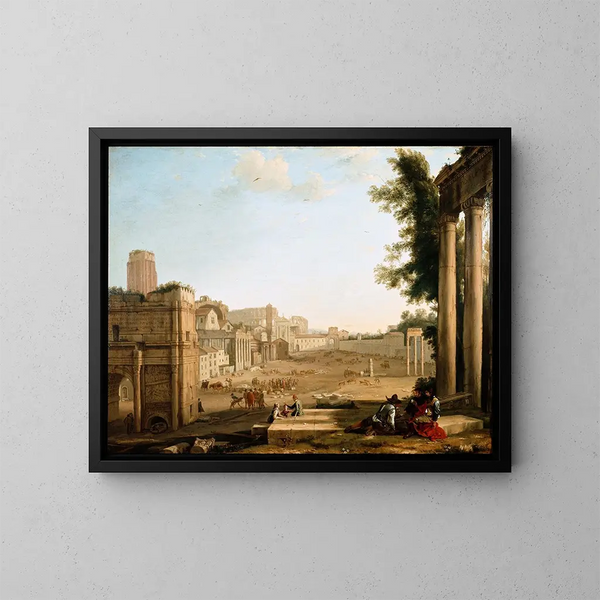 El Campo Vaccino en Roma - Claude Lorrain — cuadro enmarcado en la pared
