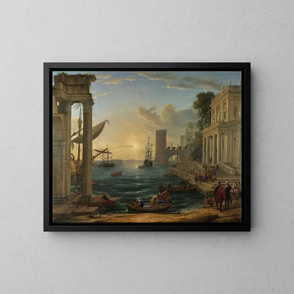 L'Embarquement de la Reina de Saba - Claude Lorrain — cuadro enmarcado en la pared