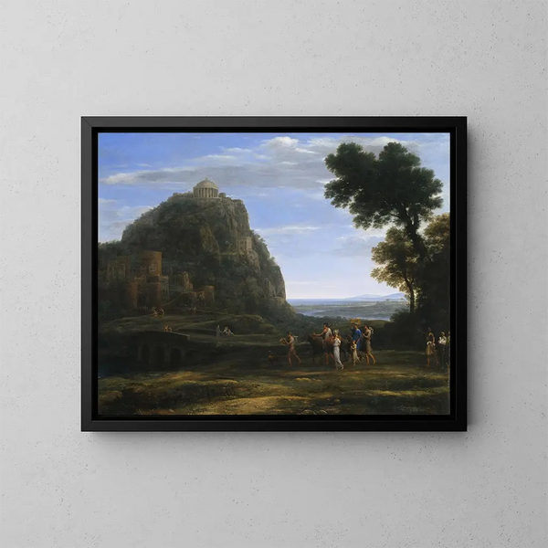 Vista de Delfos con una procesión - Claude Lorrain — cuadro enmarcado en la pared