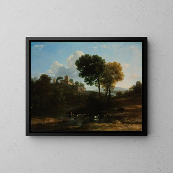 Villa en el campo romano - Claude Lorrain — cuadro enmarcado en la pared