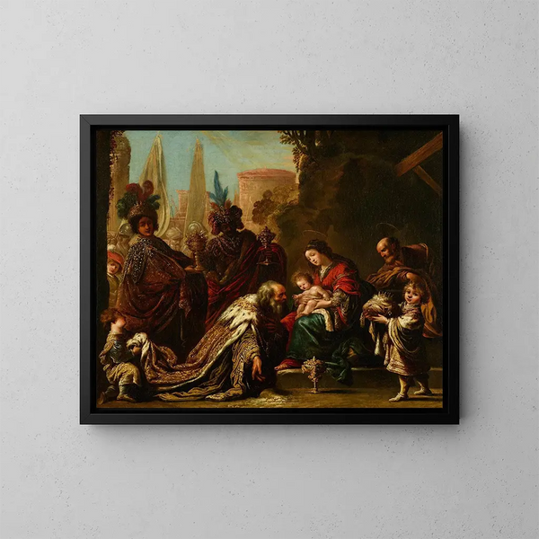 Adoración de los Reyes Magos - Claude Vignon — cuadro enmarcado en la pared