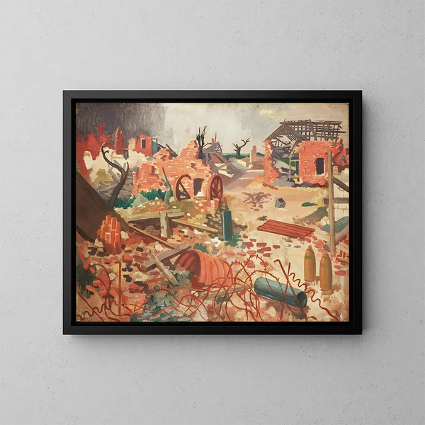 Este pueblo cambió de manos cinco veces durante la guerra. - Colin Gill — cuadro enmarcado en la pared
