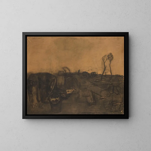 Paisaje con una hierba de vaca - Constant Permeke — cuadro enmarcado en la pared
