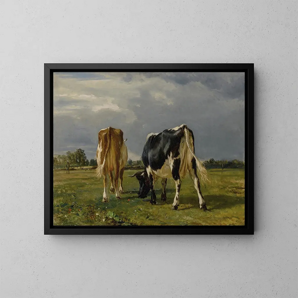 Vacas en un prado - Constant Troyon — cuadro enmarcado en la pared