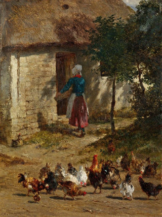 Constant Troyon - Hhner vor einem Bauernhaus.webp