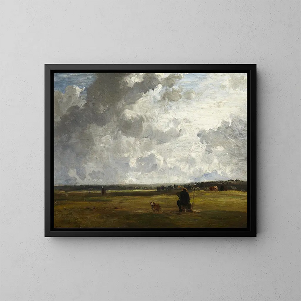 Paisaje con un pintor en el caballete - Constant Troyon — cuadro enmarcado en la pared