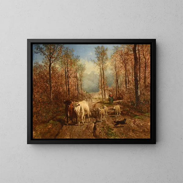 Entrada del rebaño - Constant Troyon — cuadro enmarcado en la pared