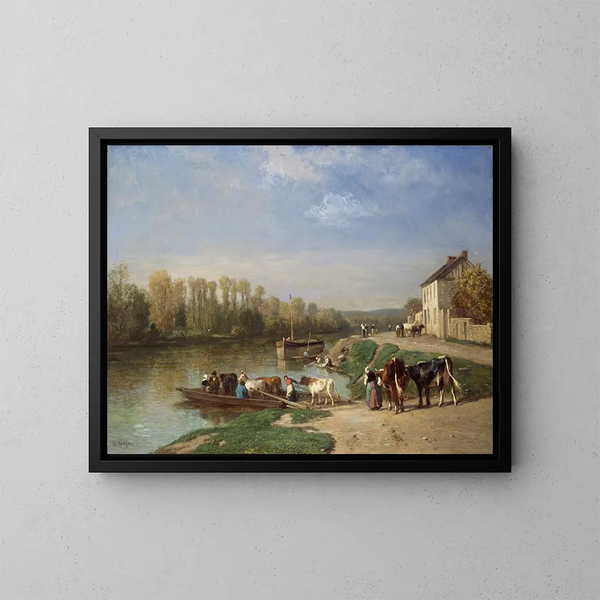 La Traversée en ferry - Constant Troyon — cuadro enmarcado en la pared