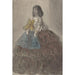 a woman in a ruffled dress with a large bow - Constantin Guys — artwork view