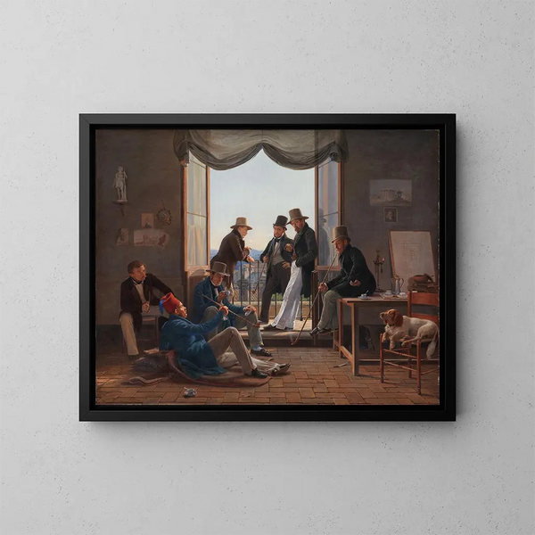 Un grupo de artistas daneses en Roma - Constantin Hansen — cuadro enmarcado en la pared