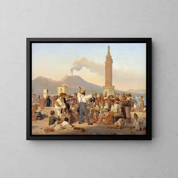 Un recitante del Orlando Furioso en el Molo de Nápoles - Constantin Hansen — cuadro enmarcado en la pared