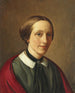Retrato de Michala Ingerslev f. Aagaard d'Iselingen en vestido negro y chal rojo - Constantin Hansen — vista de la obra