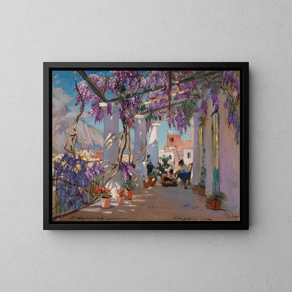 Veranda en Capri - Constantin Westchiloff — cuadro enmarcado en la pared