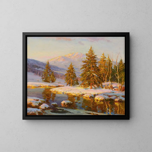 Atardecer de invierno - Constantin Westchiloff — cuadro enmarcado en la pared