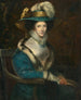 Portrait of a woman in a blue velvet jacket with ermine trim - Continental School — artwork view