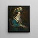 Portrait of a woman in a blue velvet jacket with ermine trim - Continental School — framed artwork on a wall