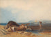 Coastal landscape painting at low tide with fishermen - Copley Fielding — artwork view