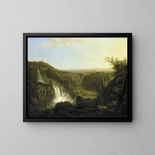 El valle del Anio con las cascadas de Tivoli - Cornelis Apostool — cuadro enmarcado en la pared