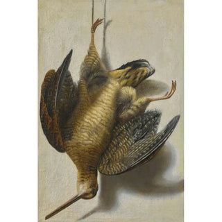 Cornelis Biltius - A trompe loeil with a woodcock hanging before a wall.webp