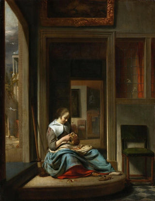 Cornelis Bisschop - Woman Peeling an Apple.webp