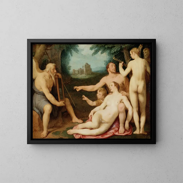 The Mirror of Time - Cornelis Cornelisz van Haarlem — framed artwork on a wall