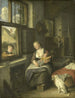 Una madre con sus hijos - Cornelis Dusart — vista de la obra