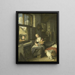 Una madre con sus hijos - Cornelis Dusart — cuadro enmarcado en la pared
