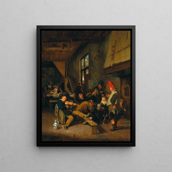 Cornelis Dusart - A Tavern Interior With Drinking Peasants.webp