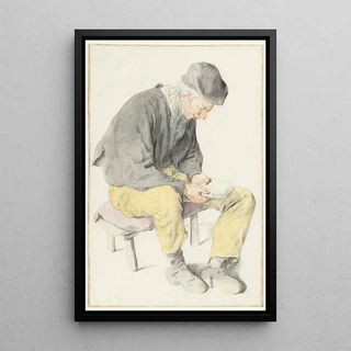Cornelis Dusart - Seated Man Reading Facing Right.webp