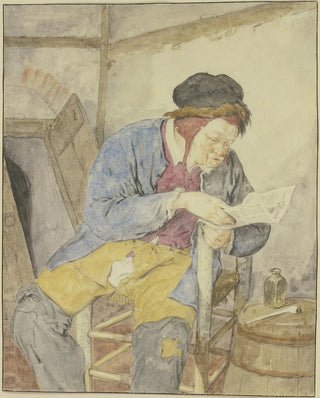 Cornelis Dusart - Zeitungsleser bei einem Fass.webp