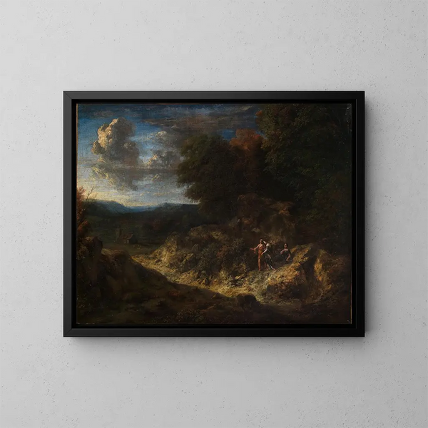 Bord de forêt avec des bergers - Cornelis Huysmans — cuadro enmarcado en la pared