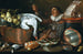 interior de cocina con un bebedor, recipientes de cobre y estaño, caza y frutas - Cornelis Jacobsz Delff — vista de la obra