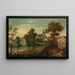 River landscape with two patriarchs near a city - Cornelis Molenaer — framed artwork on a wall