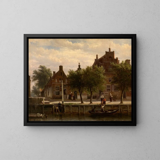 Cornelis Springer - A View of the Harbour of Hasselt Overijssel.webp