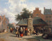 Cerca del pozo en una plaza de ciudad holandesa - Cornelis Springer — vista de la obra