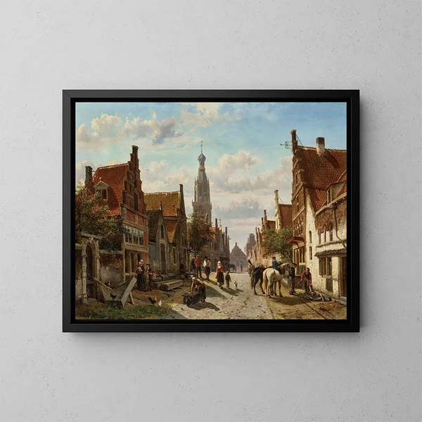 La calle Vijzel en Enkhuizen - Cornelis Springer — cuadro enmarcado en la pared