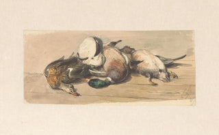 Cornelis Springer - Stilleven met vier eenden.webp