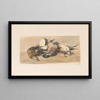 Cornelis Springer - Stilleven met vier eenden.webp
