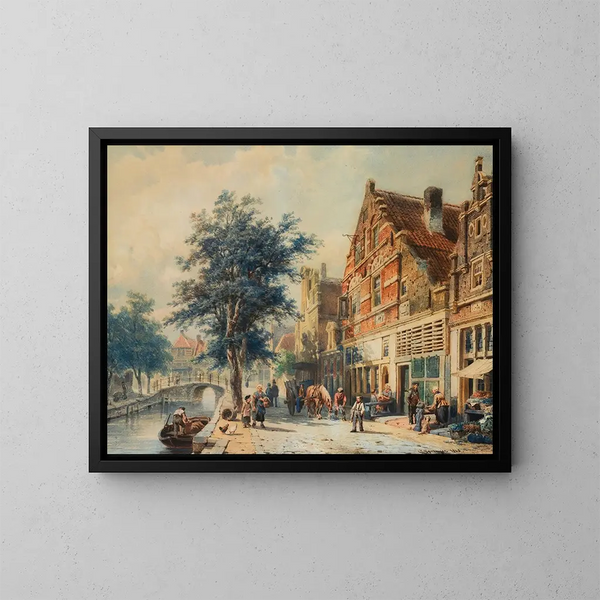 Le Havendijk d'Enkhuizen en verano - Cornelis Springer — cuadro enmarcado en la pared