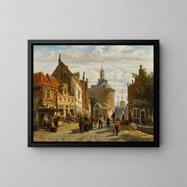 La Zuiderspui avec le Drommedaris d'Enkhuizen - Cornelis Springer — cuadro enmarcado en la pared