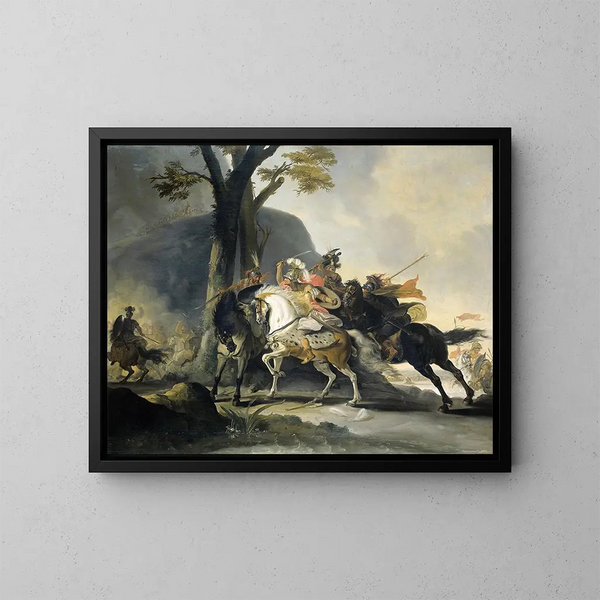 Alejandro Magno en la batalla del Granico contra los persas - Cornelis Troost — cuadro enmarcado en la pared