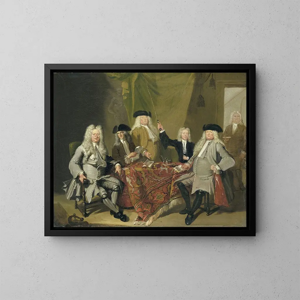 Inspectores del Collegium Medicum en Ámsterdam 1724 - Cornelis Troost — cuadro enmarcado en la pared
