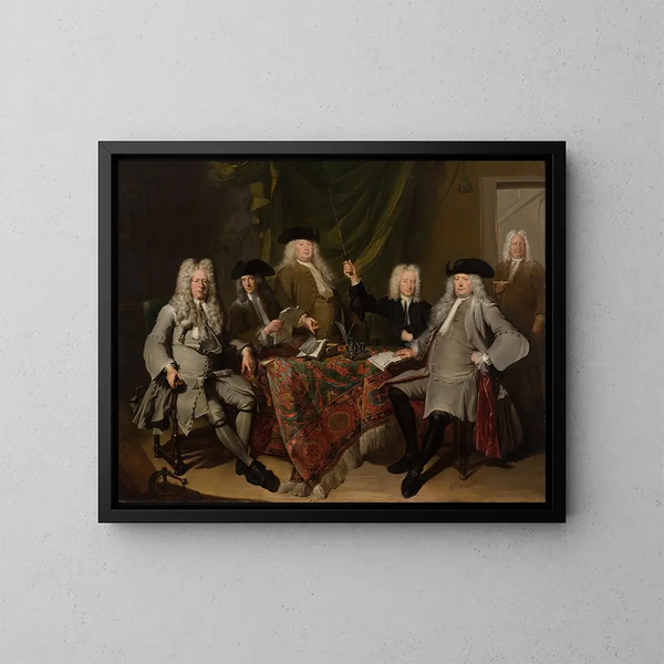 Los inspectores del Collegium Medicum - Cornelis Troost — cuadro enmarcado en la pared