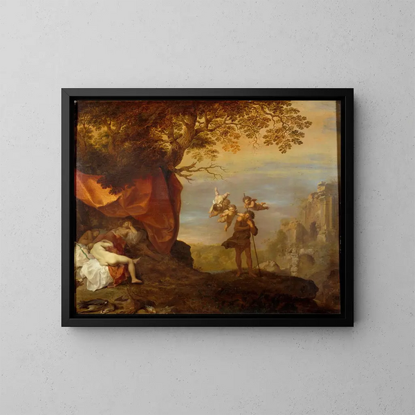 Cimon e Ifigenia - Cornelis van Poelenburch — cuadro enmarcado en la pared