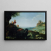 Landscape Painting with the Flight into Egypt - Cornelis van Poelenburch — framed artwork on a wall