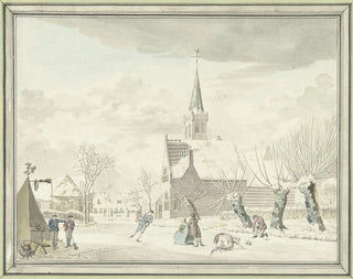 Cornelis van Noorde - IJsvermaak in het dorp Kortenhoef.webp