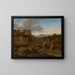 paisaje de montaña italiano con Abraham e Isaac en camino hacia el sacrificio - Cornelis van Poelenburg — cuadro enmarcado en la pared