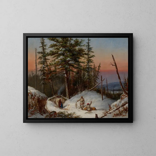 Trappeurs à la frontière - Cornelius David Krieghoff — framed artwork on a wall