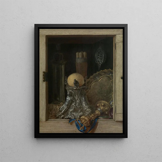 Cornelius Norbertus Gijsbrechts - Trompe loeil of an open cupboard with precious vessels.webp
