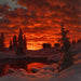 Atardecer nevado - Ivan Fedorovich Choultse — presentado en un interior